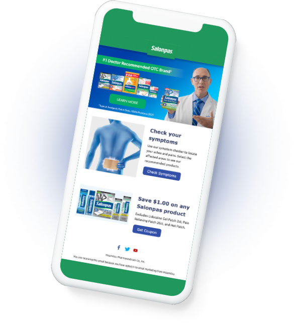 Mobile phone with Salonpas website